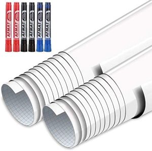 AFMAT Whiteboard Sticker, 11ft Dry Erase Wallpaper, Peel and Stick Whiteboard Contact Paper for Wall, 132'' x 17.3'' White Board Stick on Wall, Dry Erase Board Roll Adhesive, 6 Markers, 2 Rolls